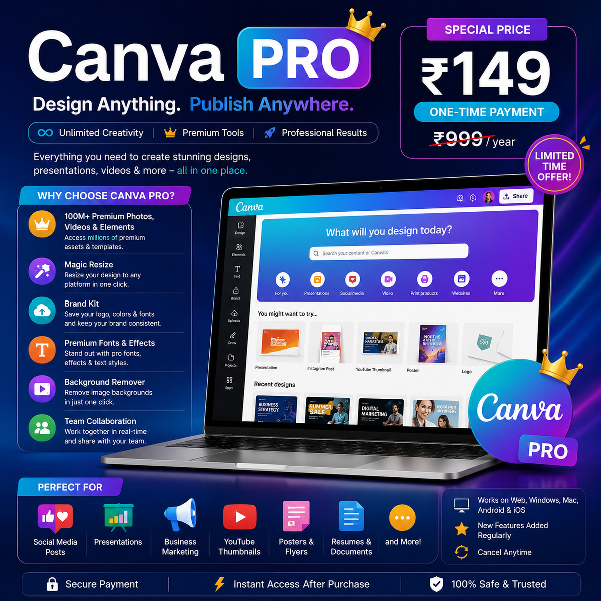 Canva Pro — Premium Design Access | ₹149